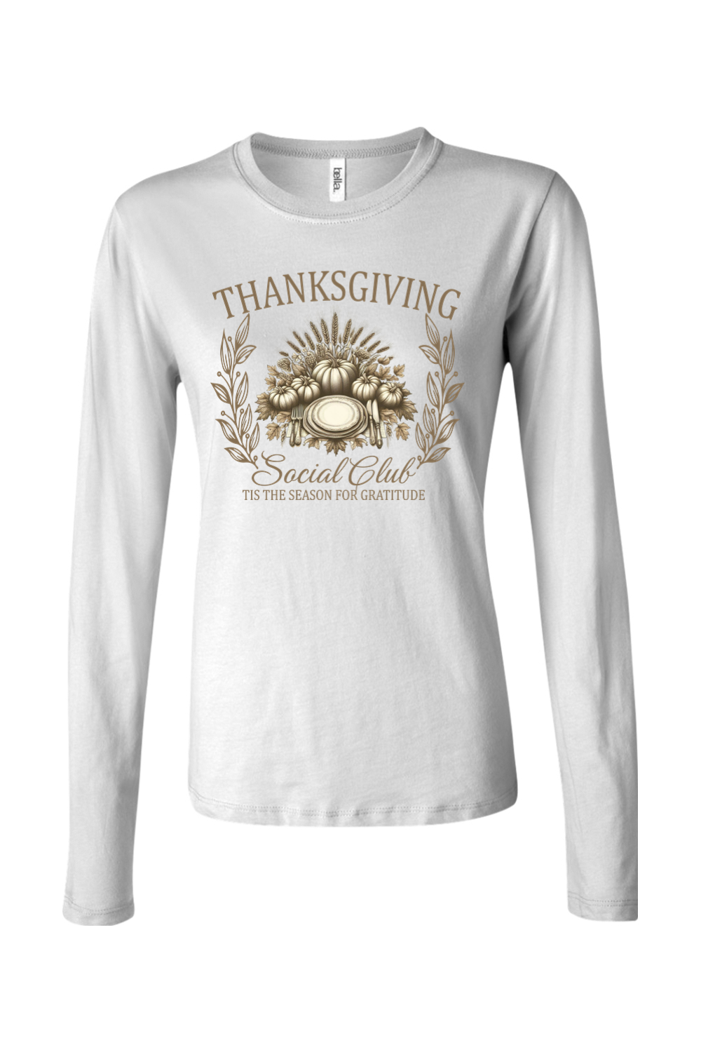 THANKSGIVING SOCIAL CLUB LADIES LONG SLEEVE T-SHIRT